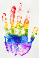 Gay and  LGBT flag rainbow hand, culture symbol.